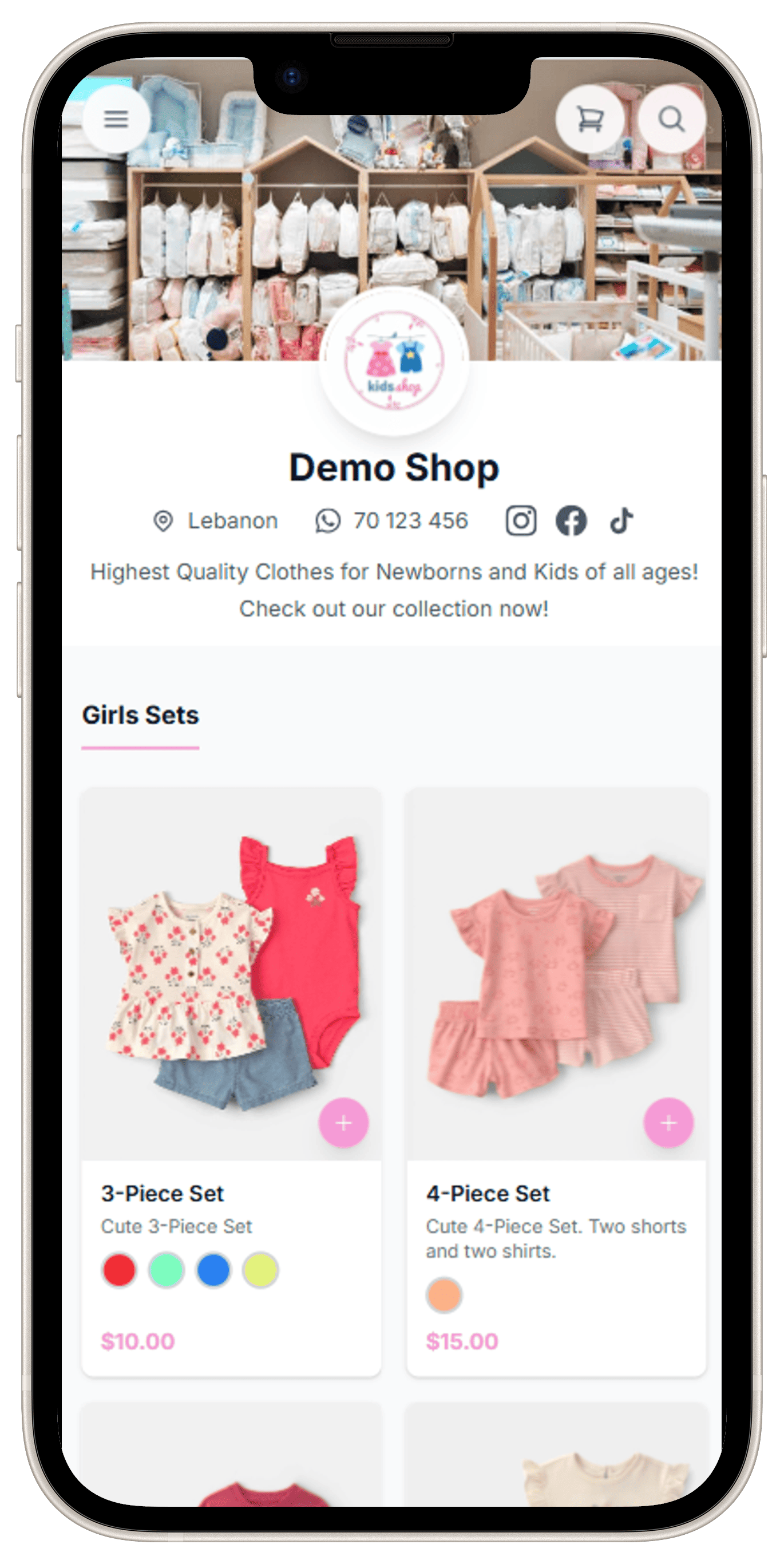 Demo online shop preview