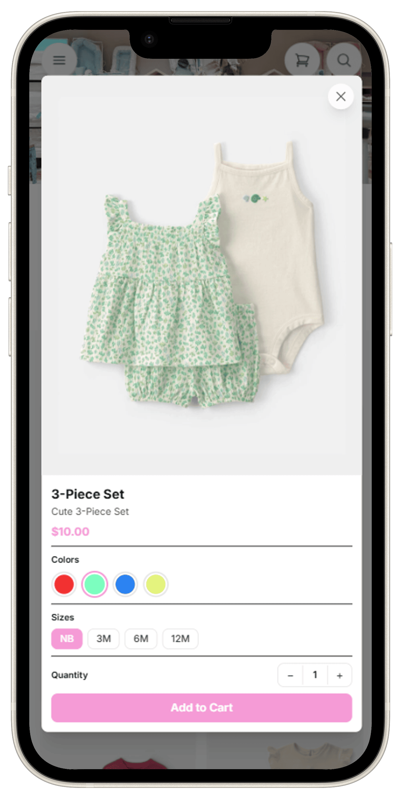 Online shop category view