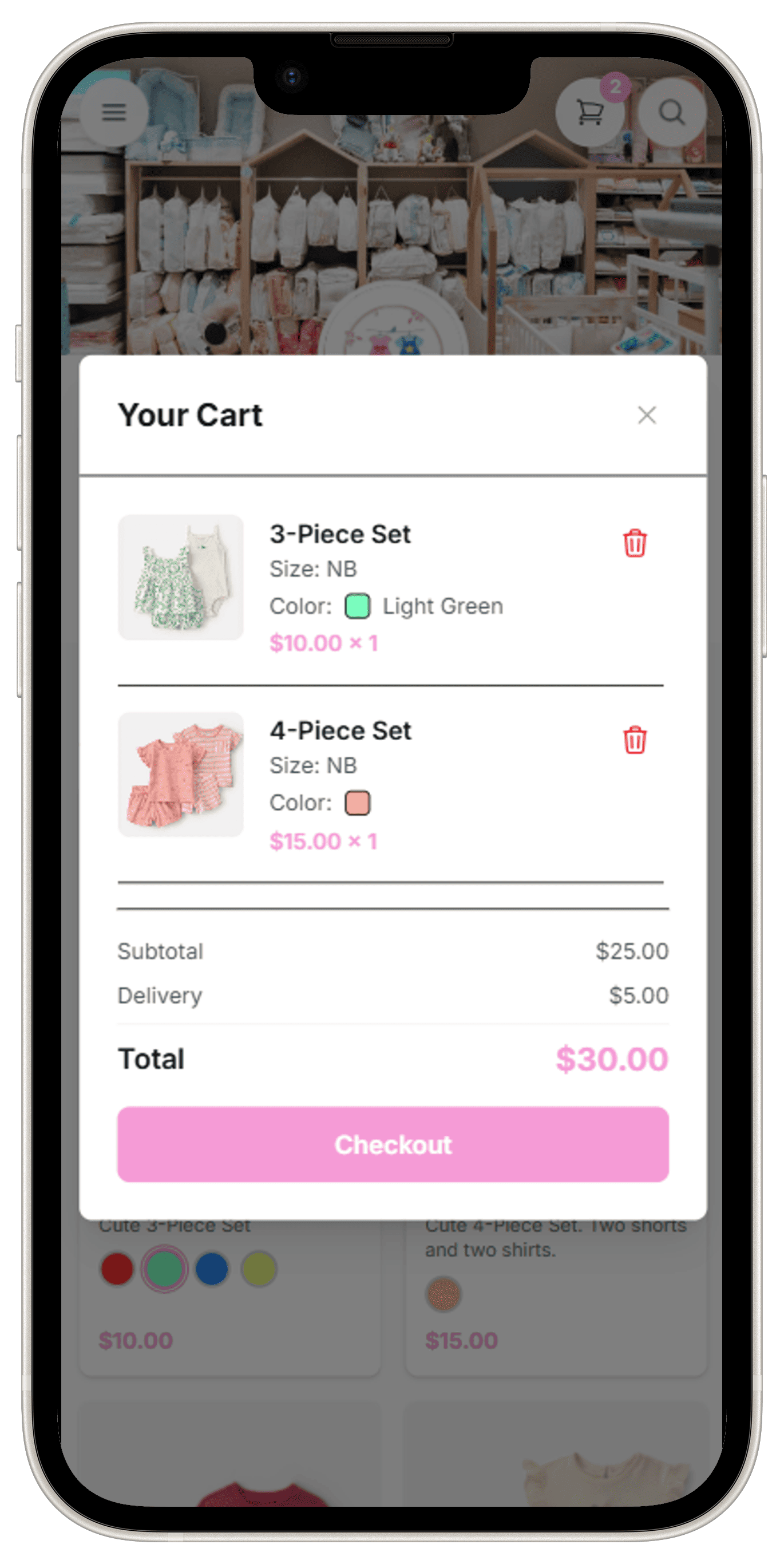 Online shop product detail